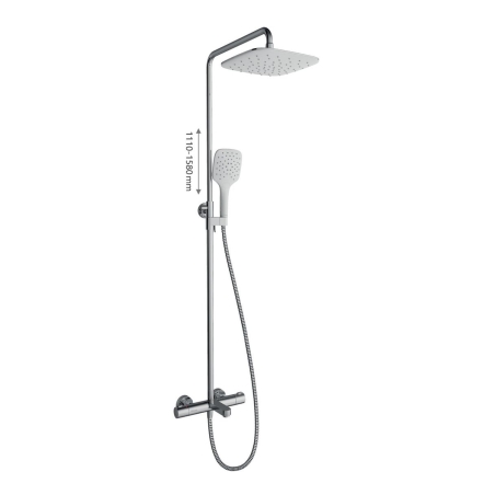 Conjunto de ducha 300, TE 092.00/150 con grifo termostático de bañera, 25 cm, blanco/cromo de Ravak