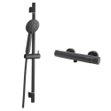 Conjunto de ducha de pared S-Line Pro con batería negro de Optima. Kit completo.