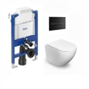 KIT ROCA CISTERNA DUPLO BAJO VENTANA C/WC ROUND SMART BLANCO 52CM C/PULSADOR PL7 NEGRO MATE