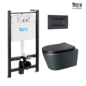Bastidor con Cisterna Empotrada + Inodoro Ekovia Tornado Negro Mate AzulBath con Pulsador Negro Mate