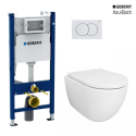 Pack cisterna Geberit Duofix con pulsador Delta 01 y WC suspendido Swiss Tornado 53 cm y soft-close