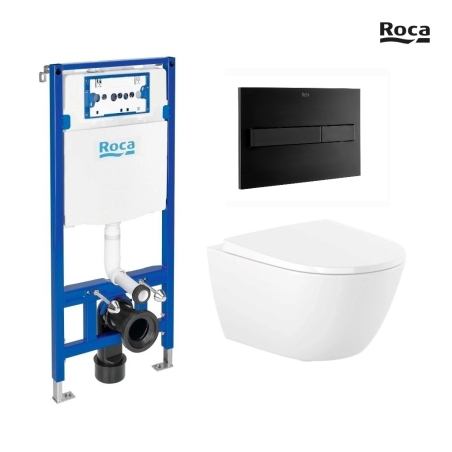 Pack WC Roca Duplo One + Ona 53 cm Rimless negro mate | Envío rápido