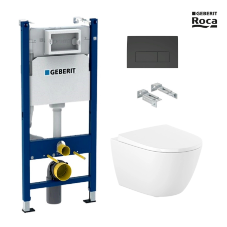 Pack WC Geberit Duofix + Roca Ona 53 Rimless negro mate | Envío rápido