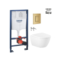 Pack WC Grohe + Roca Ona suspendido oro cepillado | Envío rápido