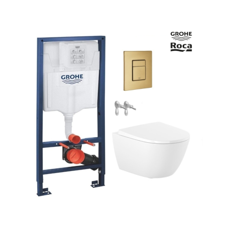Pack WC Grohe + Roca Ona suspendido oro cepillado | Envío rápido