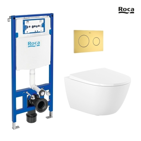 Pack WC Roca Duplo + Ona 53 cm suspendido oro cepillado | Envío rápido