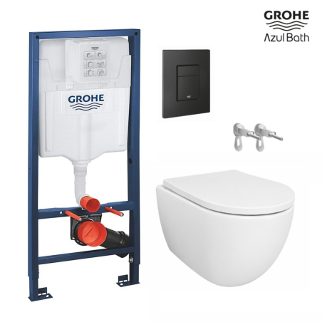 Pack WC suspendido Tornado 53 cm Grohe negro mate | Envío 48h