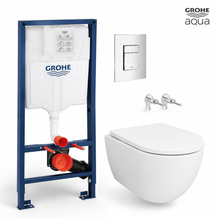 Pack WC suspendido Tornado 53 cm Grohe cromo brillo | Envío 48h