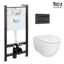 Pack WC suspendido Tornado 53 cm Roca Active Negro Mate | Envío 48h