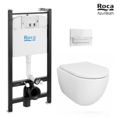 Pack WC suspendido Tornado 53 cm Roca Active Blanco New | Envío 48h