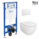 Pack WC suspendido Tornado 53 cm| Roca Duplo | pulsador blanco mate