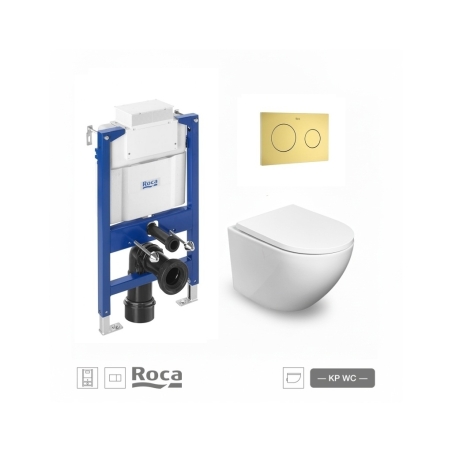 Kit Roca Duplo Bajo Ventana | WC Suspendido Ona 48 cm | Pulsador PL10